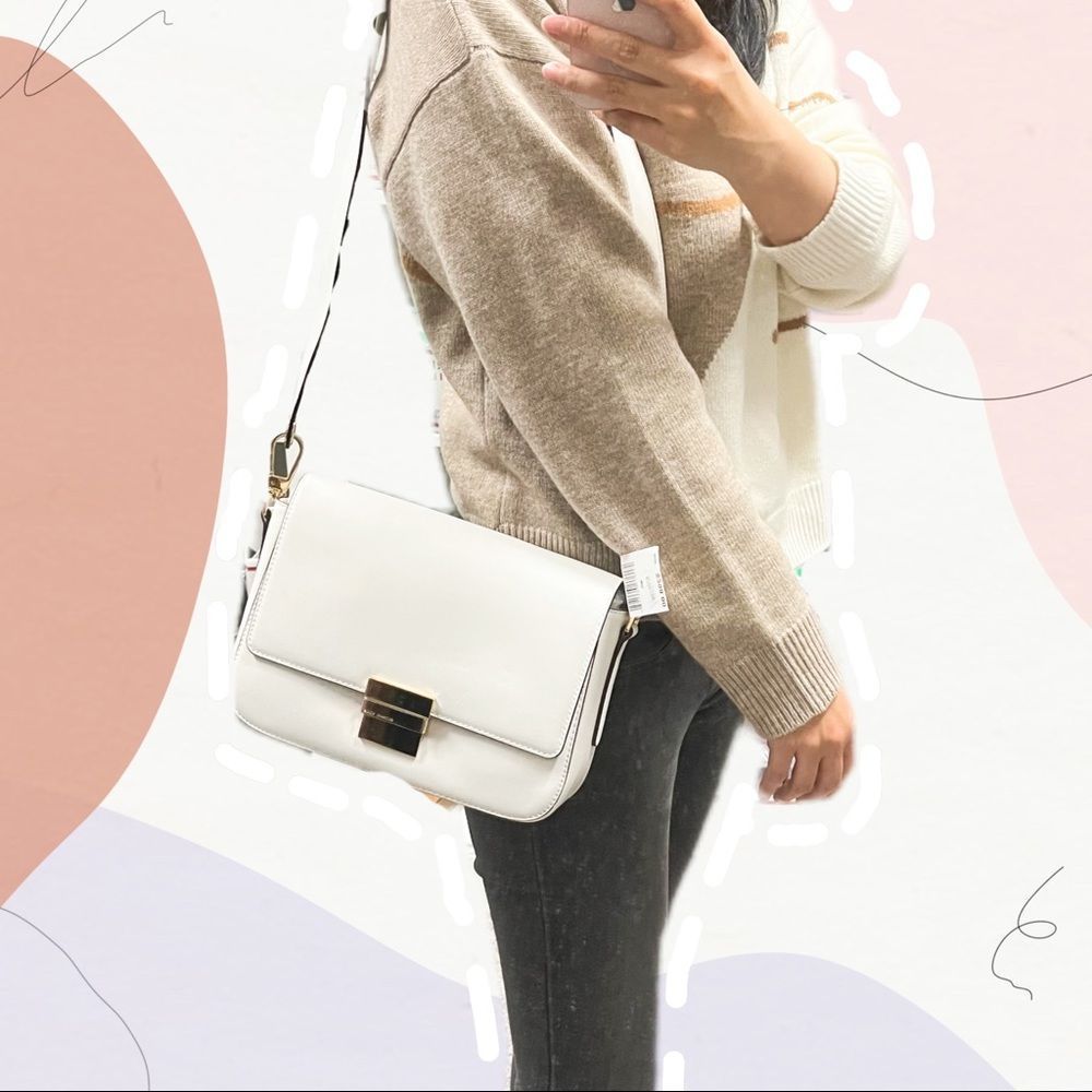 NWT Madelyn Large Convertible Two-way wear Shoulder Bag, Optic White handbag - Picture 3 of 13